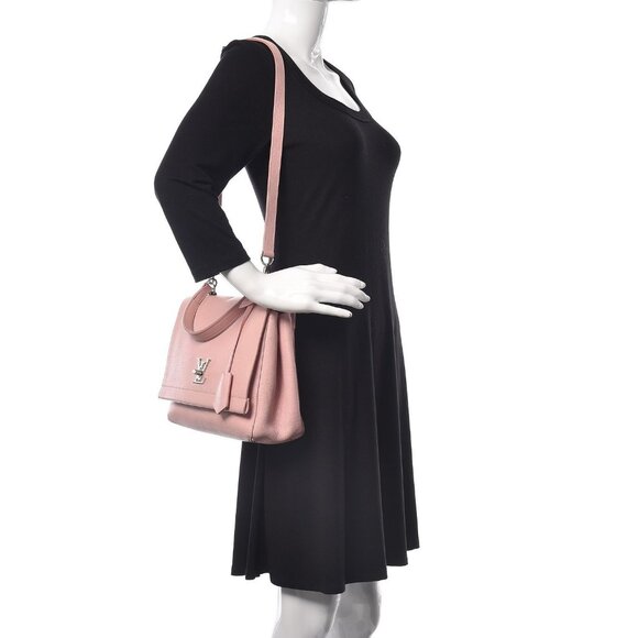 Authentic Louis Vuitton Soft Calfskin Lockme Top Handle Rose Ballerine Pink Bag - Picture 4 of 13